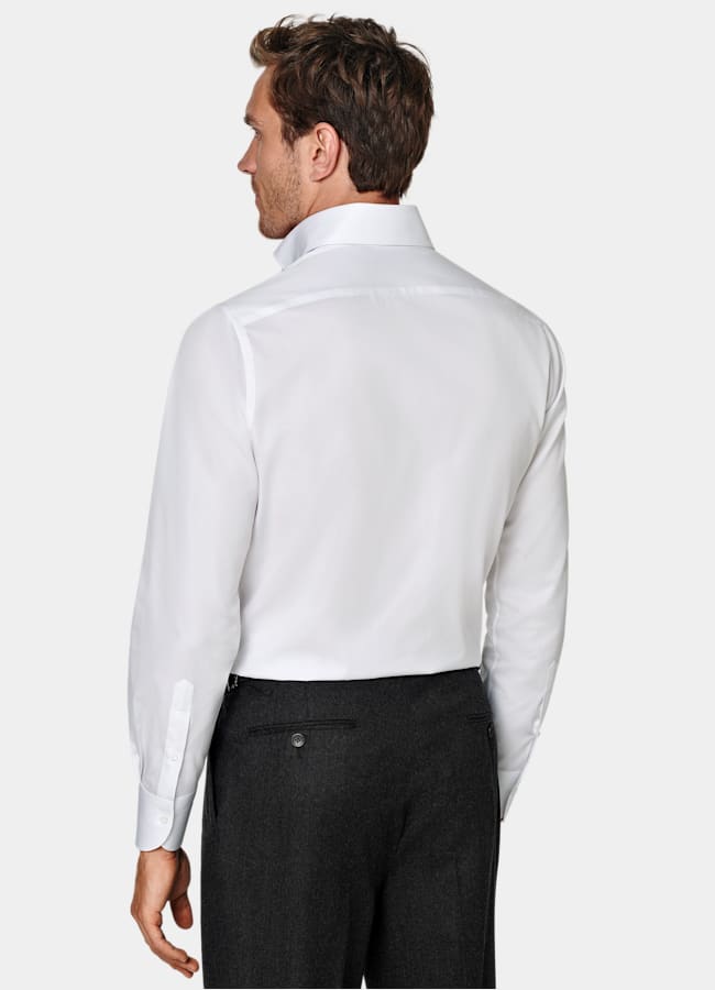 SUITSUPPLY Egyptian Cotton by Thomas Mason, Italy White Widespread Collar Shirt