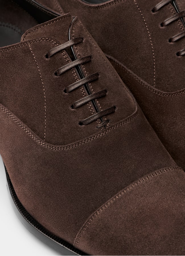 SUITSUPPLY Italian Calf Suede Brown Oxford