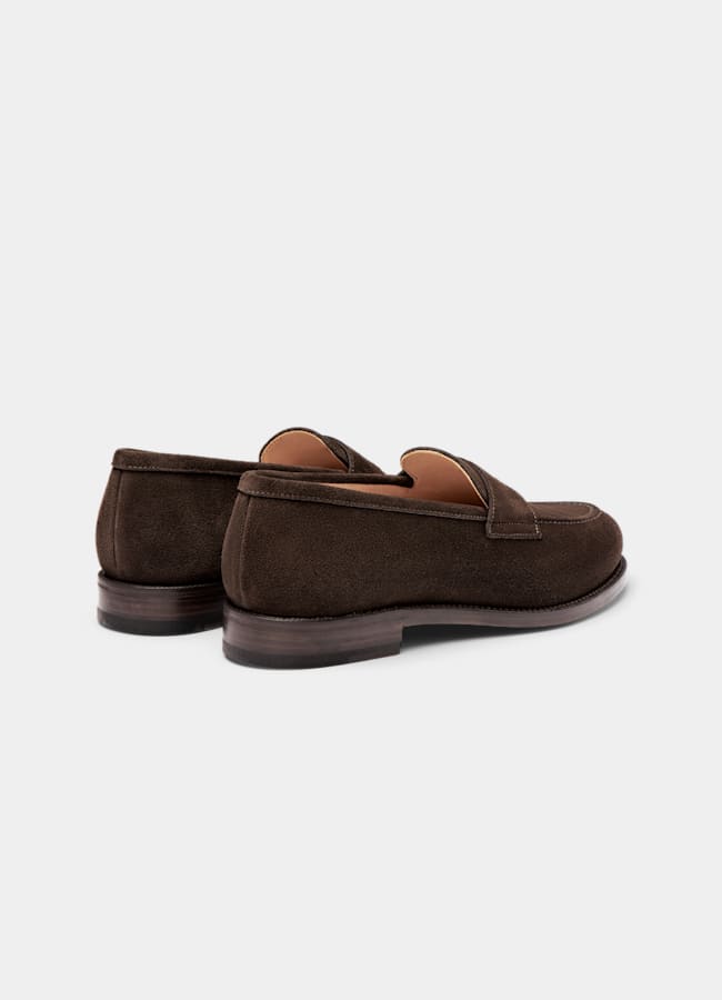 SUITSUPPLY Włoski zamsz cielęcy Mokasyny penny loafers ciemnobrązowe