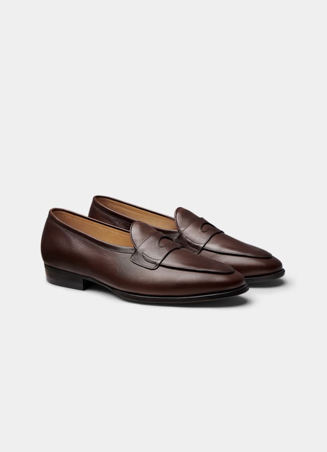 SUITSUPPLY Italian Calf Leather Brown Penny Loafer