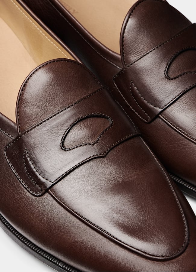 SUITSUPPLY Italian Calf Leather Brown Penny Loafer