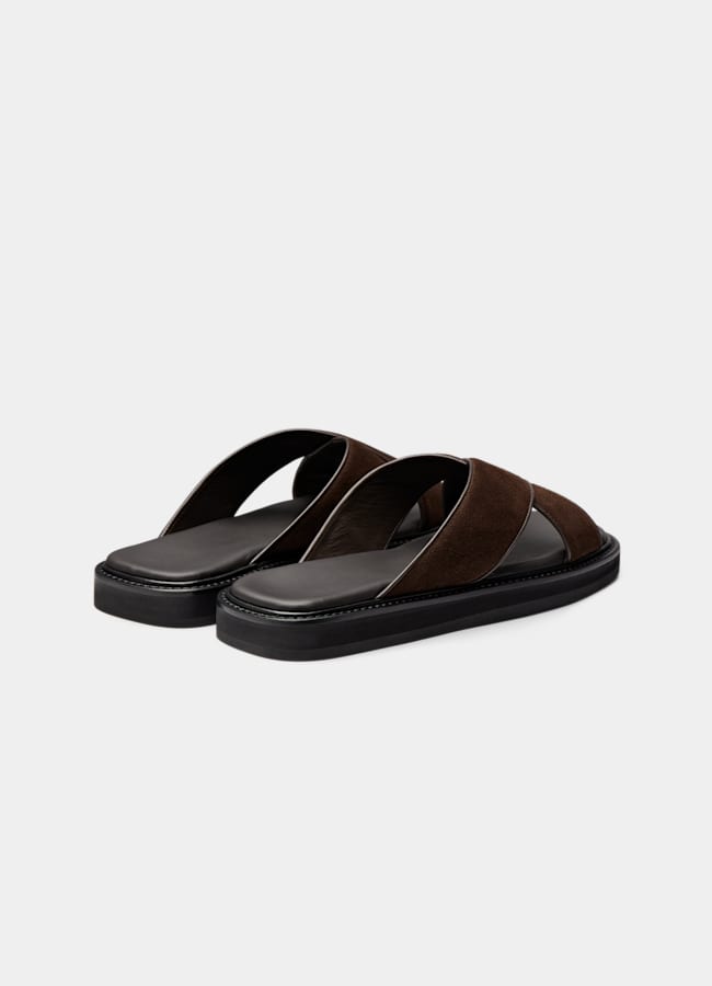 SUITSUPPLY Cuir de veau italien suédé Mules marron foncé
