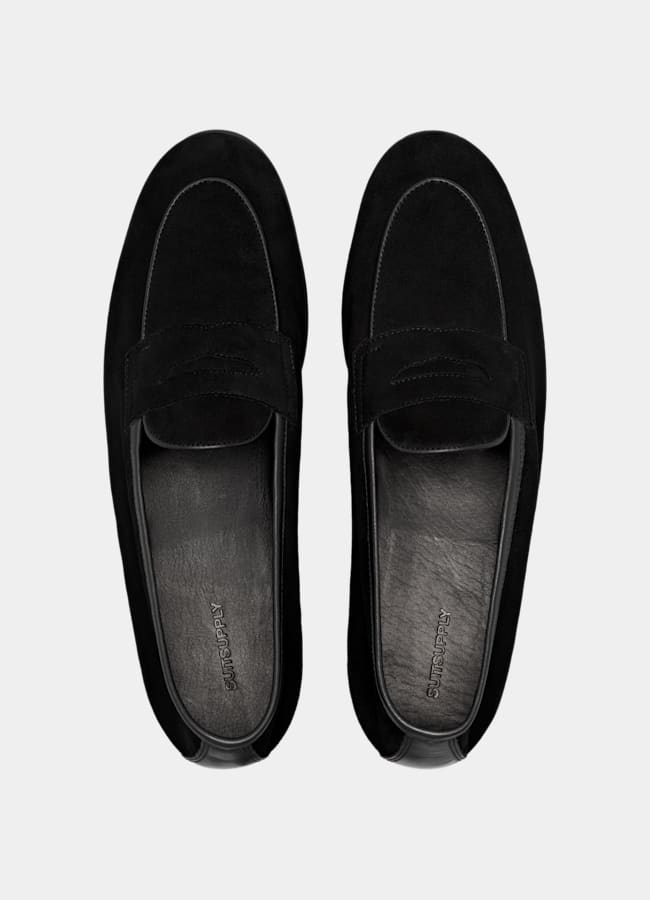 SUITSUPPLY Italian Calf Suede Black Loafer