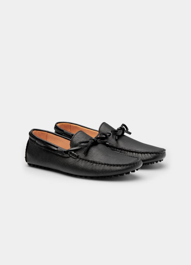 SUITSUPPLY Italian Calf Leather Black Driving Moccasins