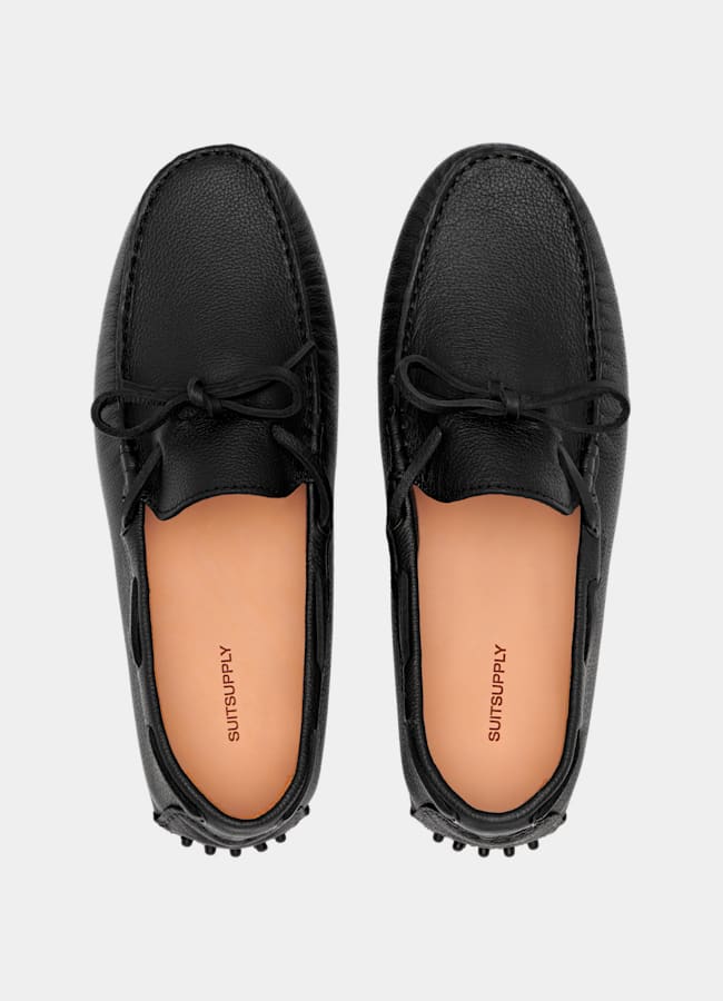 SUITSUPPLY Italian Calf Leather Black Driving Moccasins
