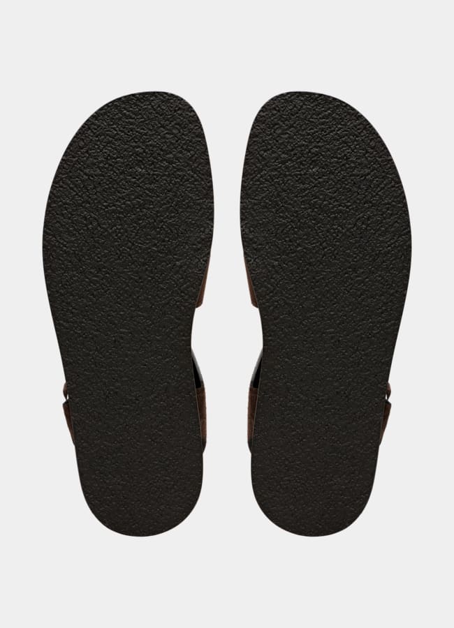 SUITSUPPLY Cuir de veau italien suédé Sandales marron foncé