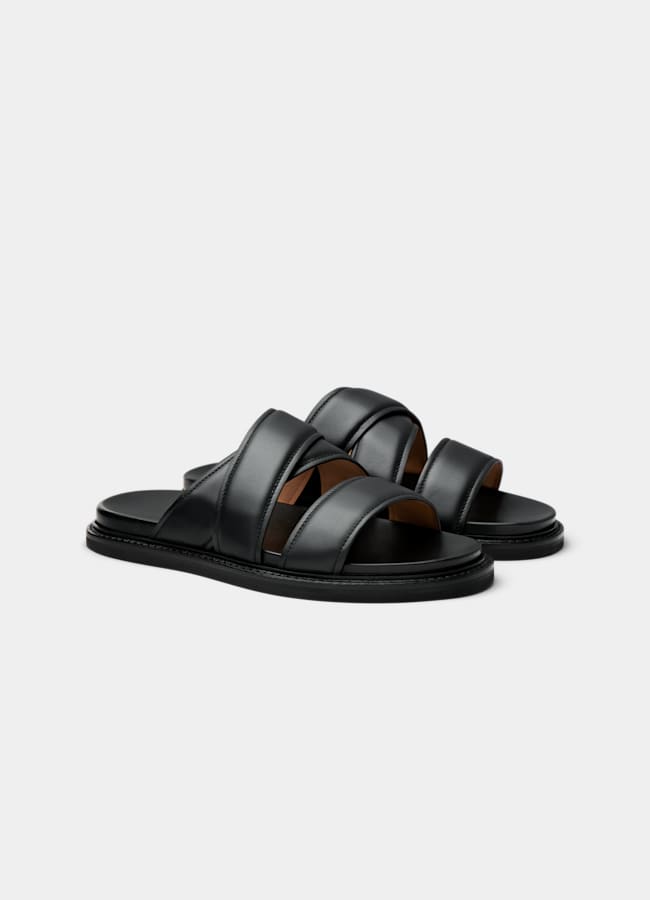 SUITSUPPLY Italian Calf Leather Black Slipper