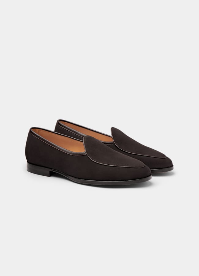 SUITSUPPLY Italian Grained Calf Leather Dark Brown Loafer