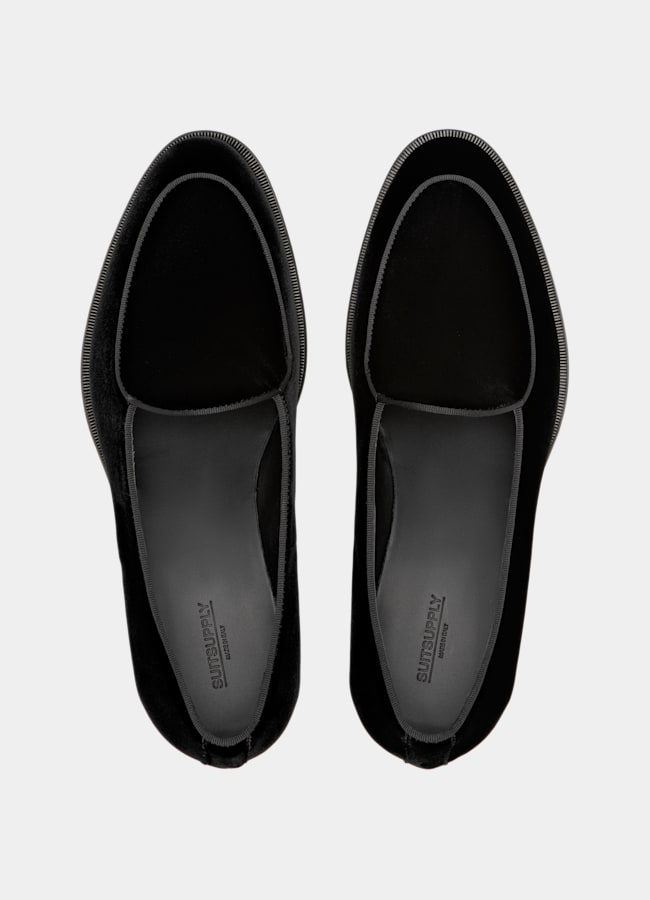 SUITSUPPLY Terciopelo de algodón Mocasines de gala negros