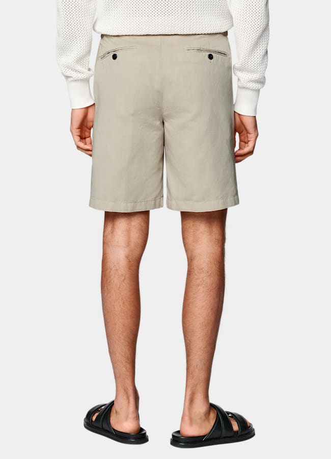 SUITSUPPLY Cotton Linen by Di Sondrio, Italy Sand Straight Leg Shorts