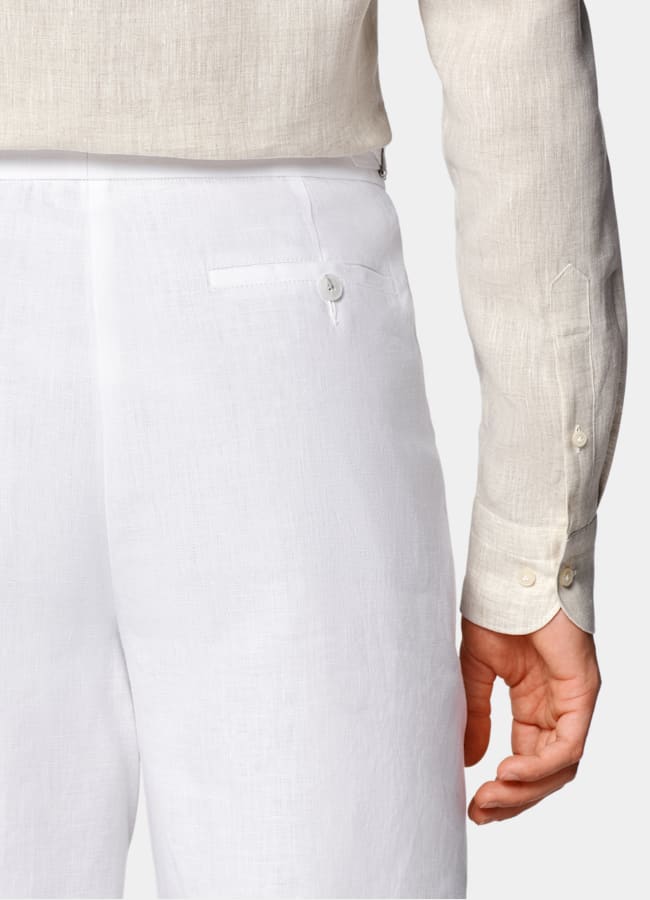 SUITSUPPLY Puro lino de Baird McNutt, Reino Unido Pantalones cortos blancos Straight Leg