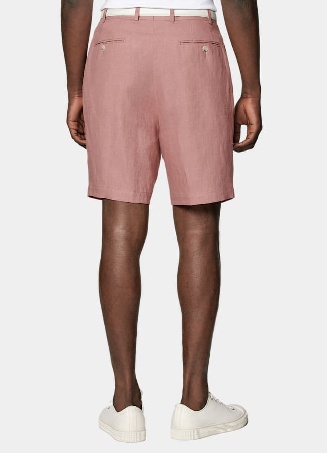 SUITSUPPLY Pure Linen by Di Sondrio, Italy Pink Straight Leg Shorts