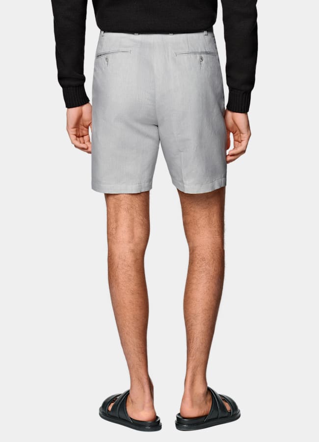 SUITSUPPLY Linen Cotton by Di Sondrio, Italy Light Grey Straight Leg Shorts