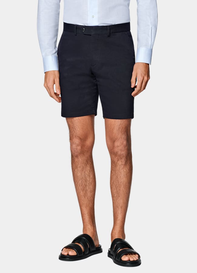 SUITSUPPLY Stretch Cotton by Di Sondrio, Italy Navy Slim Leg Shorts