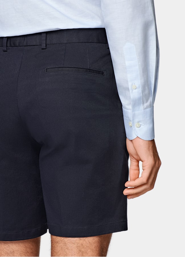 SUITSUPPLY Stretch Cotton by Di Sondrio, Italy Navy Slim Leg Shorts