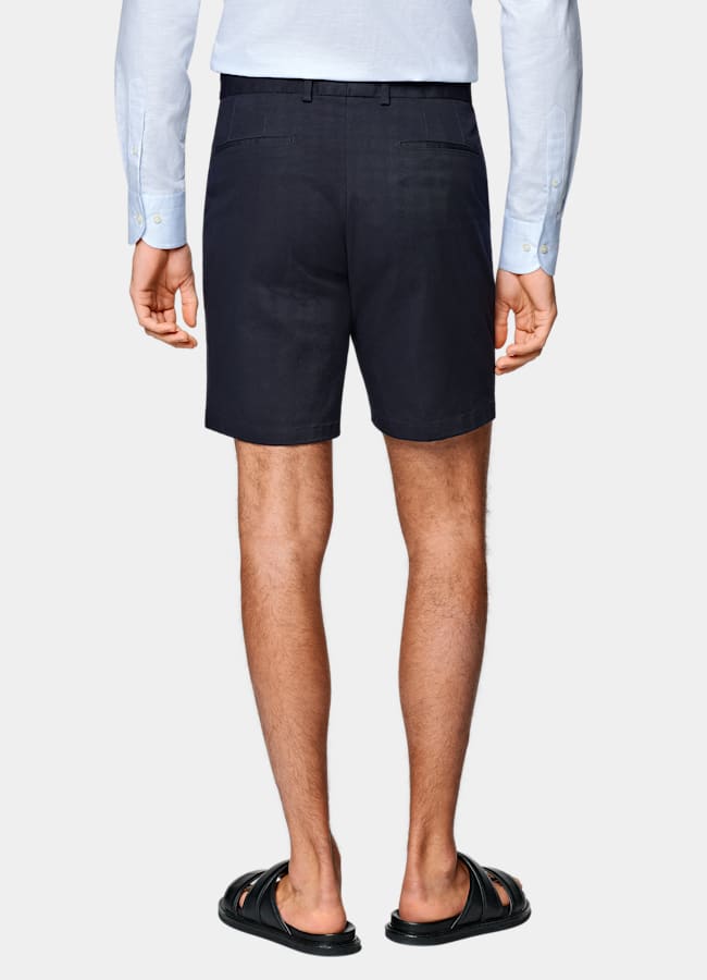 SUITSUPPLY Stretch Cotton by Di Sondrio, Italy Navy Slim Leg Shorts