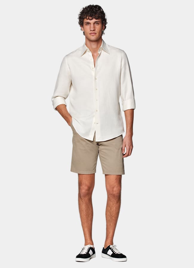 SUITSUPPLY Coton stretch - Di Sondrio, Italie Short Slim Leg taupe
