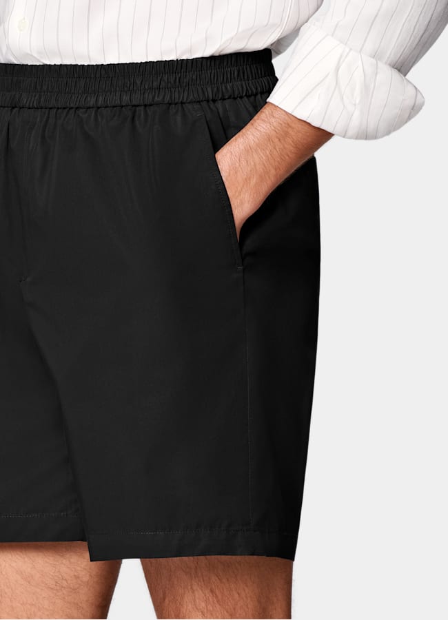 SUITSUPPLY Pure Cotton by Di Sondrio, Italy Black Straight Leg Shorts