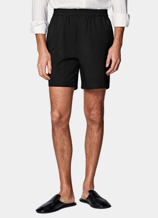 SUITSUPPLY Pure Cotton by Di Sondrio, Italy Black Straight Leg Shorts