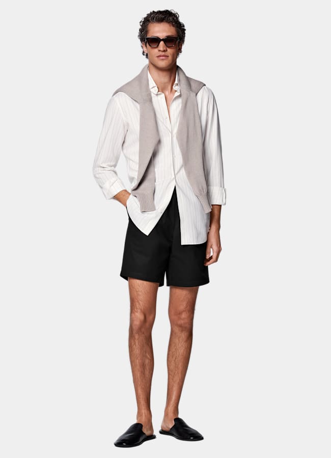 SUITSUPPLY Pure Cotton by Di Sondrio, Italy Black Straight Leg Shorts