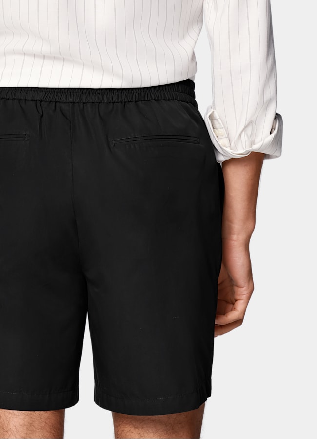 SUITSUPPLY Pure Cotton by Di Sondrio, Italy Black Straight Leg Shorts