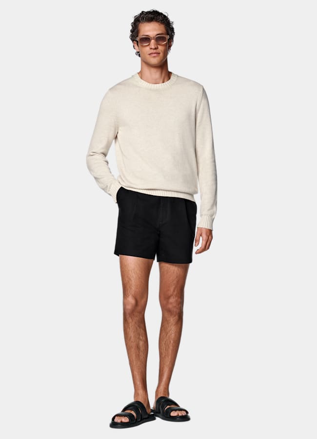 SUITSUPPLY Pure Cotton by Di Sondrio, Italy Black Straight Leg Shorts