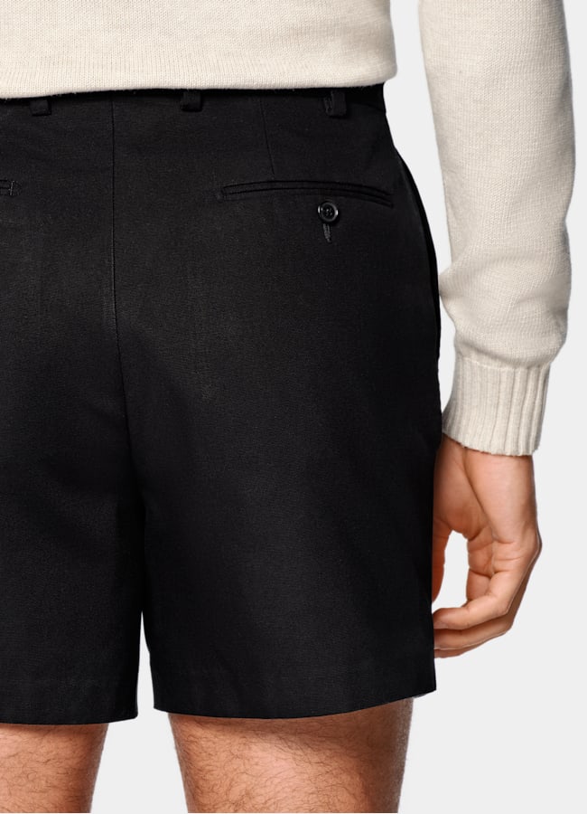 SUITSUPPLY Pure Cotton by Di Sondrio, Italy Black Straight Leg Shorts