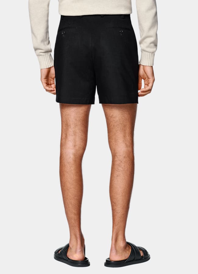 SUITSUPPLY Pure Cotton by Di Sondrio, Italy Black Straight Leg Shorts