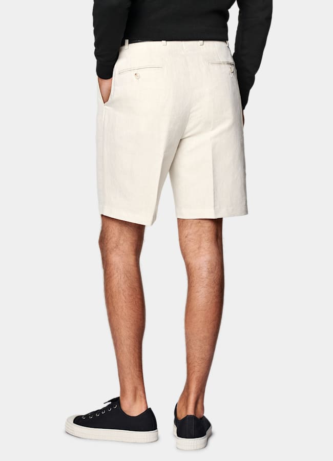SUITSUPPLY Linen Cotton by Di Sondrio, Italy Sand Straight Leg Shorts