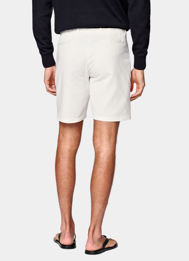 SUITSUPPLY Stretch Cotton by Cervotessile, Italy Off-White Slim Leg Chino Shorts