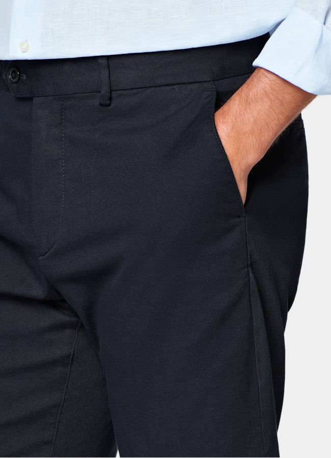 SUITSUPPLY Coton stretch - Cervotessile, Italie Short chino Slim Leg bleu marine