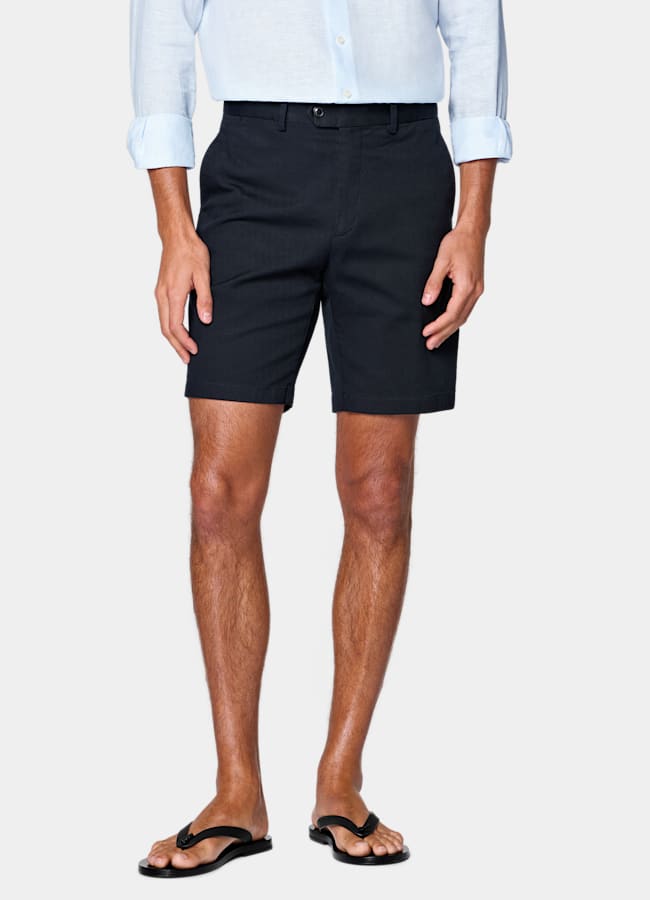 SUITSUPPLY Coton stretch - Cervotessile, Italie Short chino Slim Leg bleu marine