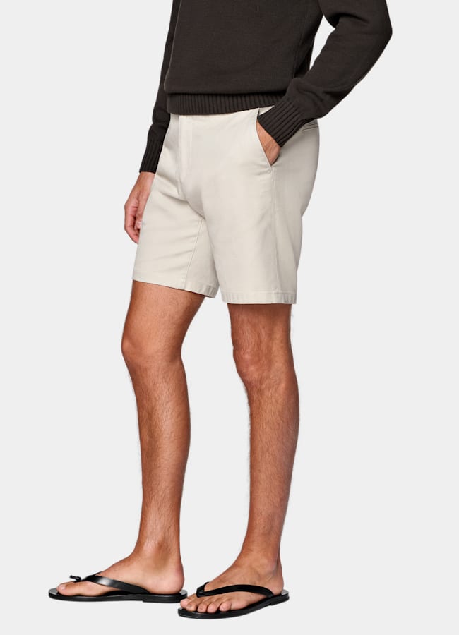 SUITSUPPLY Stretch Cotton by Cervotessile, Italy Sand Slim Leg Chino Shorts