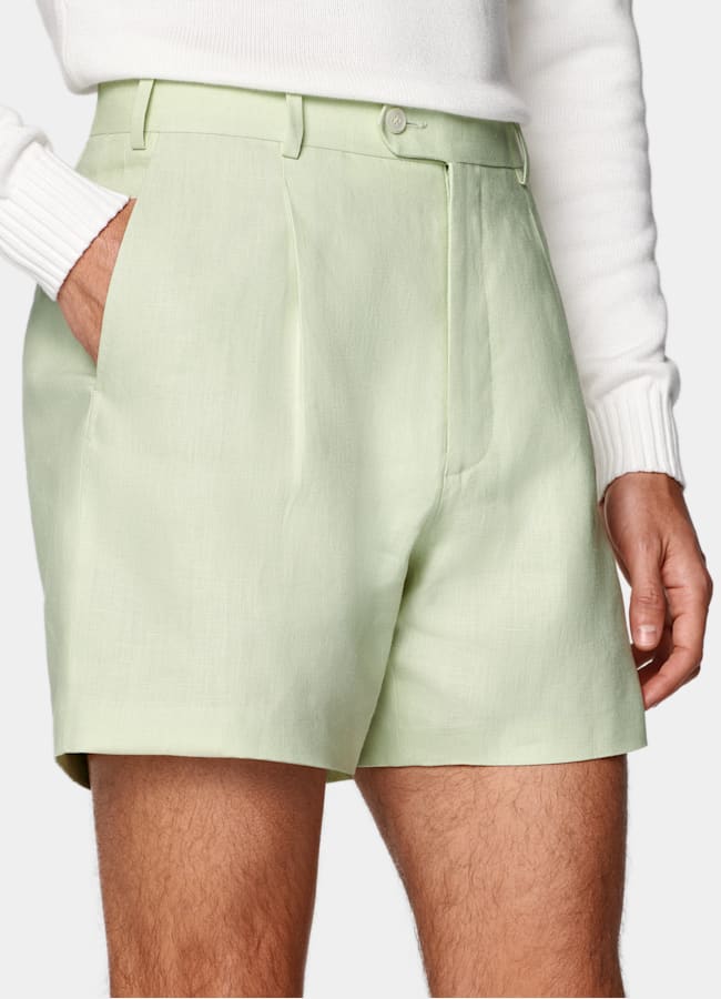 SUITSUPPLY Pure Linen by Baird McNutt, United Kingdom Light Green Straight Leg Shorts