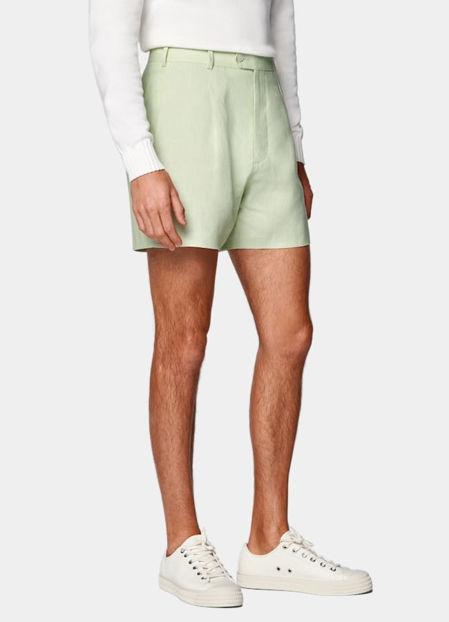 SUITSUPPLY Pure Linen by Baird McNutt, United Kingdom Light Green Straight Leg Shorts
