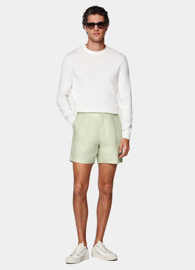 SUITSUPPLY Pure Linen by Baird McNutt, United Kingdom Light Green Straight Leg Shorts