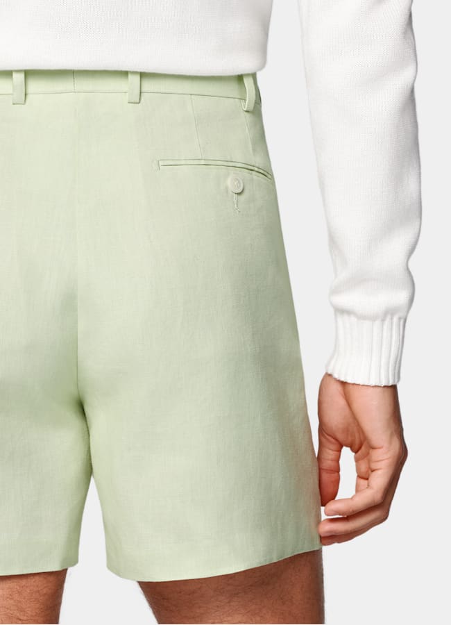 SUITSUPPLY Pure Linen by Baird McNutt, United Kingdom Light Green Straight Leg Shorts