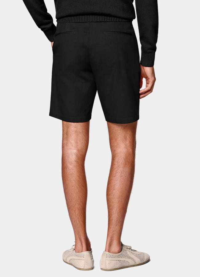 SUITSUPPLY Stretch Cotton by Cervotessile, Italy Black Slim Leg Chino Shorts