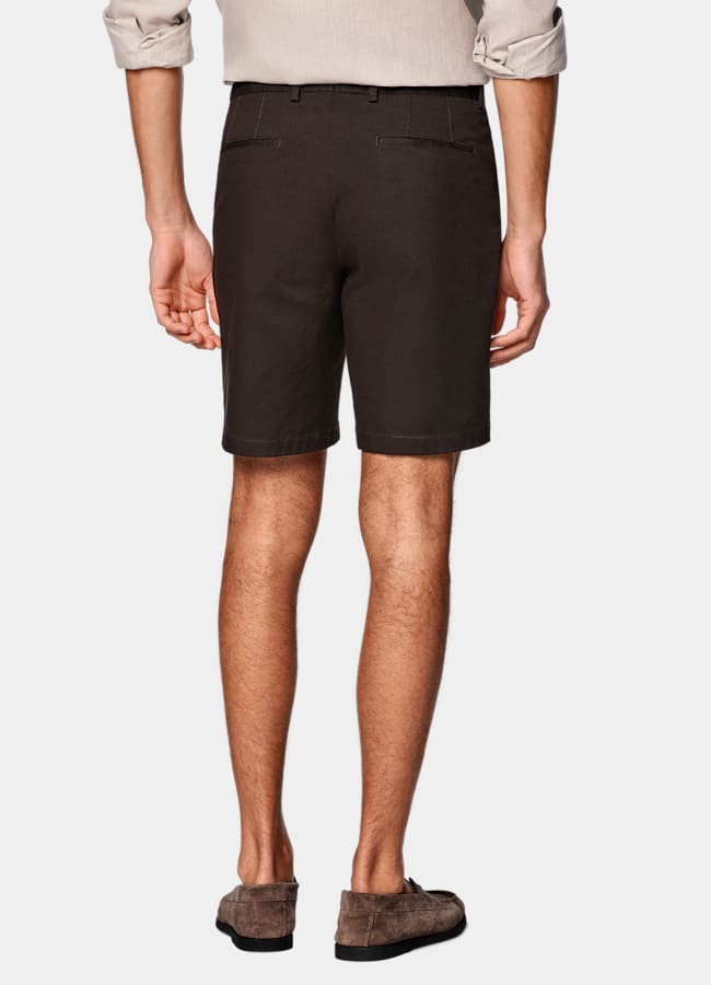 SUITSUPPLY Stretch Cotton by Cervotessile, Italy Dark Brown Slim Leg Chino Shorts