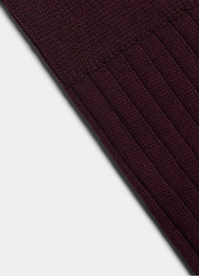 SUITSUPPLY Pure Cotton Dark Red Ribbed Regular Socks