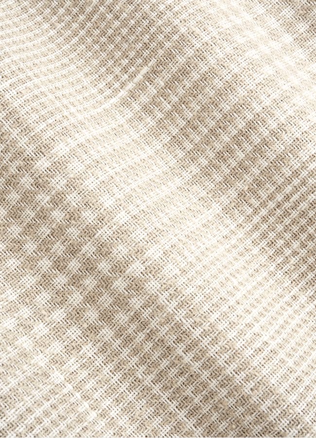 SUITSUPPLY Frühjahr/Sommer Leinen Baumwolle Seide Wolle von Ferla, Italien Sandfarbenes kariertes Havana-Sakko Tailored Fit