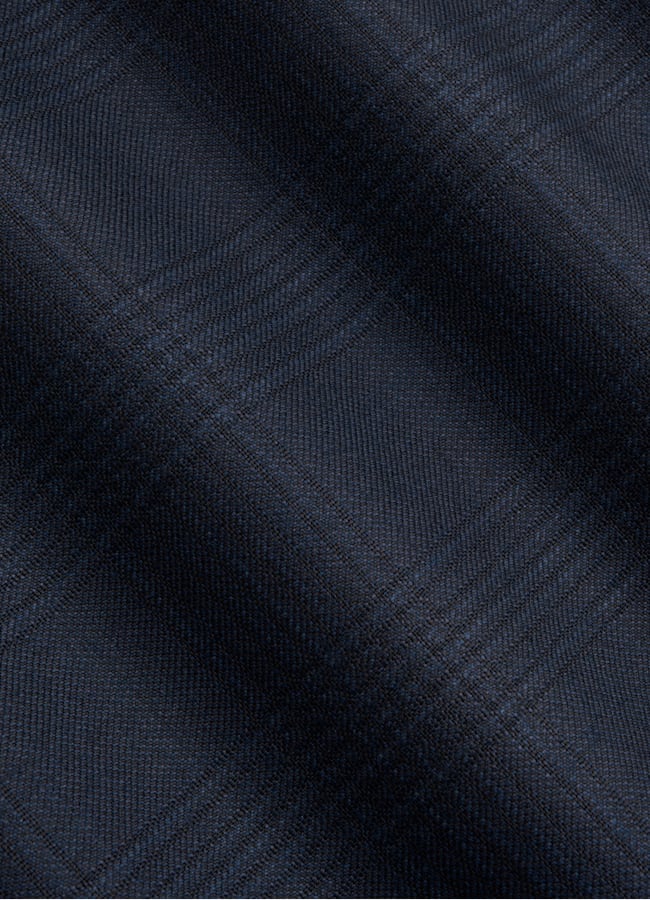 SUITSUPPLY All Season Wrinkle-Free 4-Ply Wool by Lanificio Ermenegildo Zegna, Italy Navy Checked Tailored Fit Havana Suit