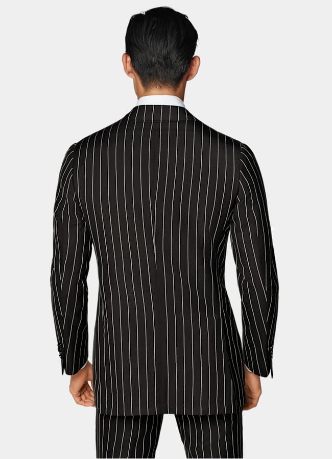 SUITSUPPLY Verano Lana, seda y lino de E.Thomas, Italia Traje Havana marrón oscuro a rayas corte Tailored