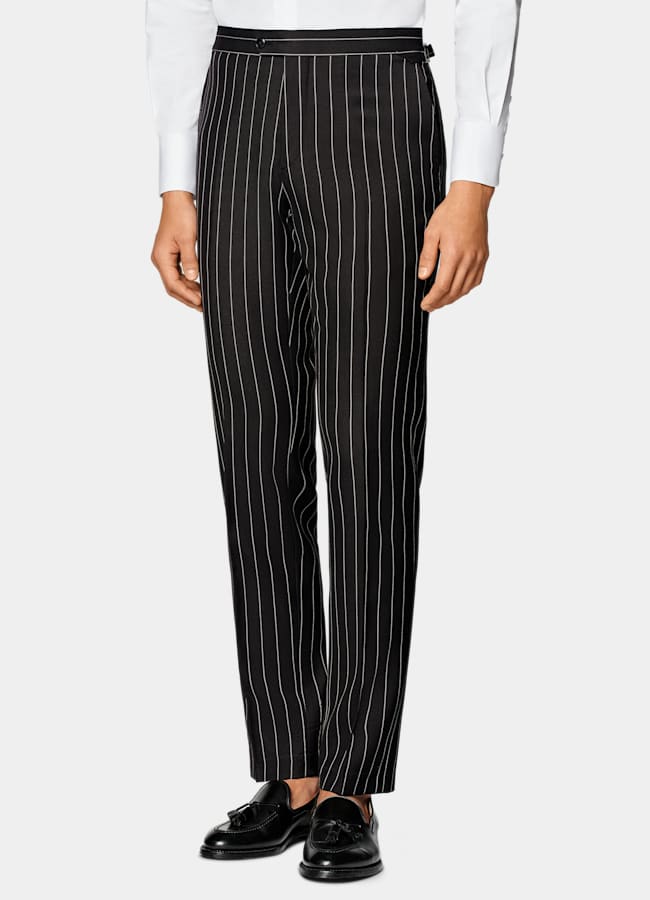 SUITSUPPLY Verano Lana, seda y lino de E.Thomas, Italia Traje Havana marrón oscuro a rayas corte Tailored