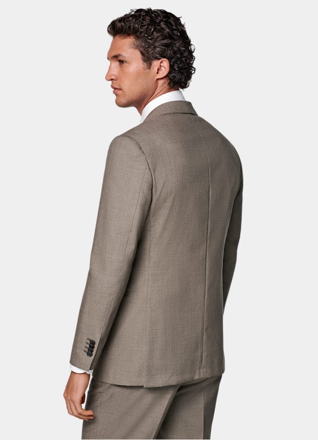 SUITSUPPLY All Season Wrinkle-Free 4-Ply Wool by Rogna, Italy Taupe Tailored Fit Havana Suit