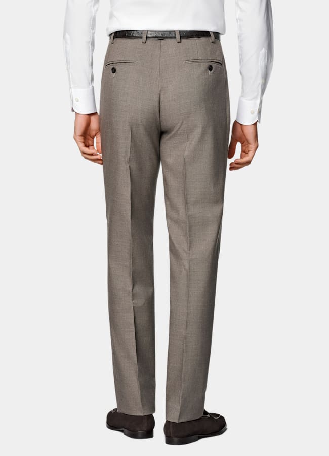 SUITSUPPLY All Season Wrinkle-Free 4-Ply Wool by Rogna, Italy Taupe Tailored Fit Havana Suit