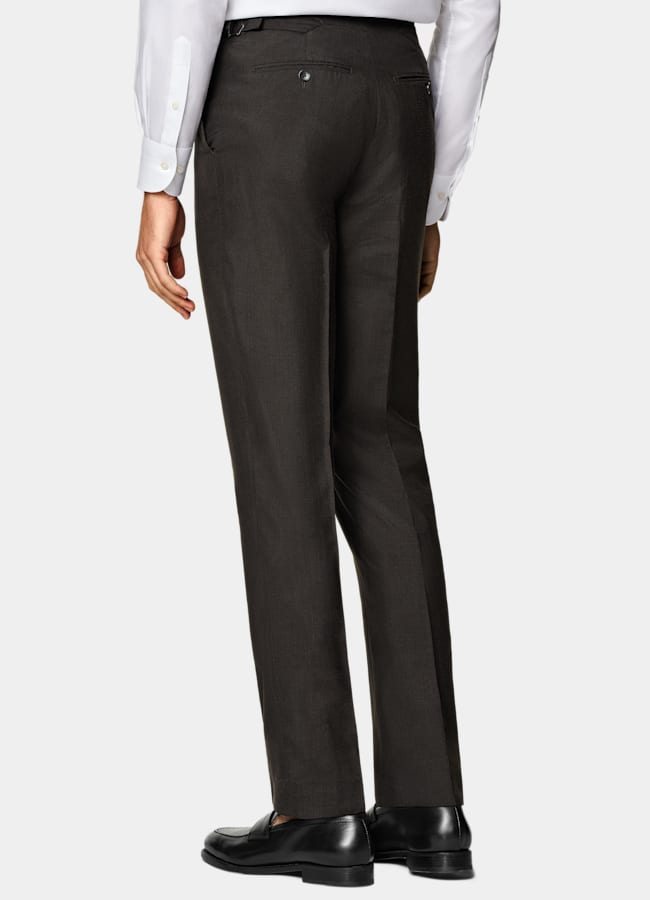 SUITSUPPLY Summer Wool Silk Linen by Rogna, Italy Dark Brown Tailored Fit Havana Suit