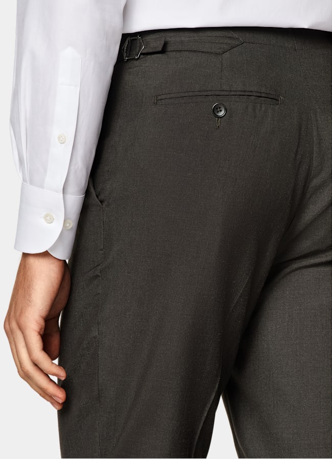 SUITSUPPLY Summer Wool Silk Linen by Rogna, Italy Dark Brown Tailored Fit Havana Suit