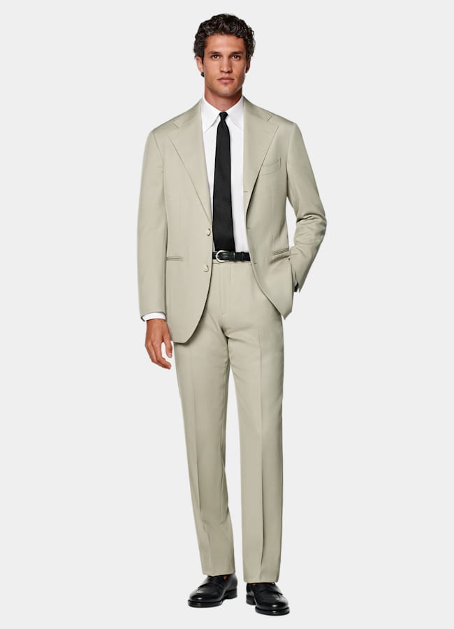 SUITSUPPLY All Season Pure S120's Wool by E.Thomas, Italy Light Green Perennial Relaxed Fit Roma Suit