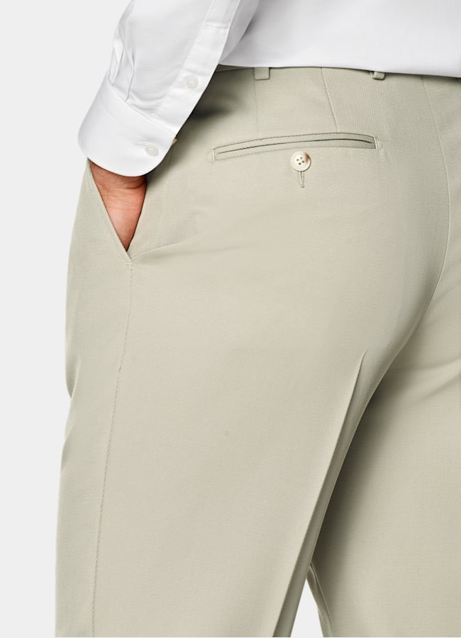 SUITSUPPLY All Season Pure S120's Wool by E.Thomas, Italy Light Green Perennial Relaxed Fit Roma Suit